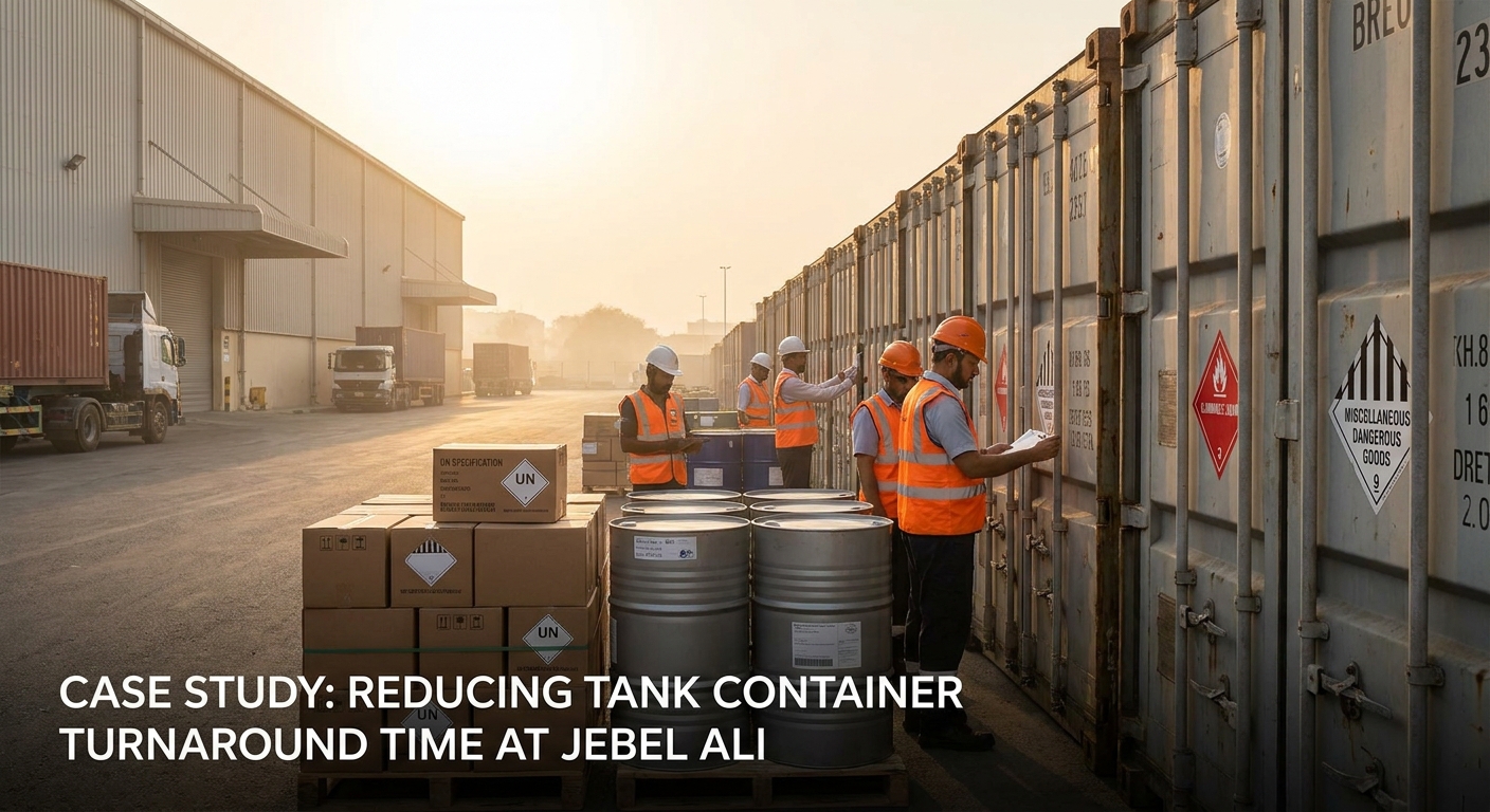 Operational documentary view of case study: reducing tank container turnaround time at jebel ali in UAE logistics corridor