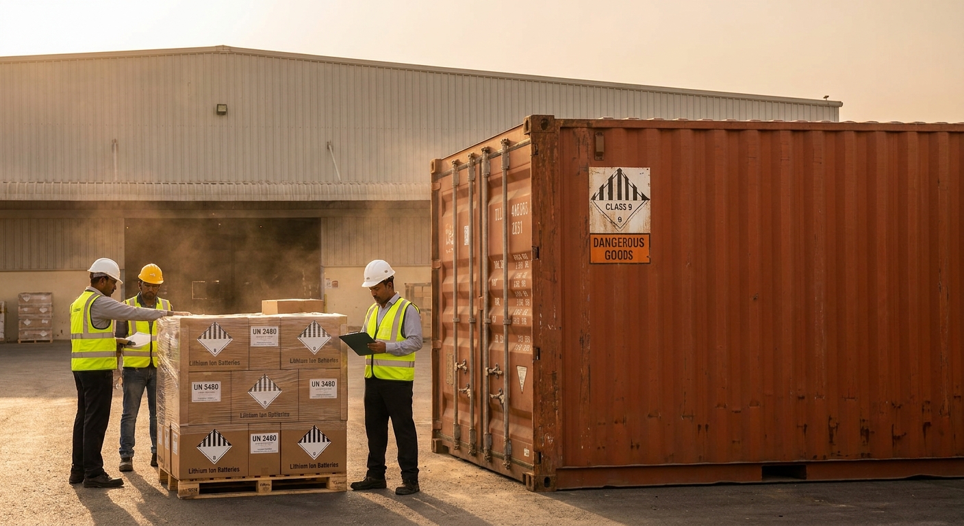 Operational documentary view of case study: safely shipping lithium batteries from shenzhen to jebel ali in UAE logistics corridor