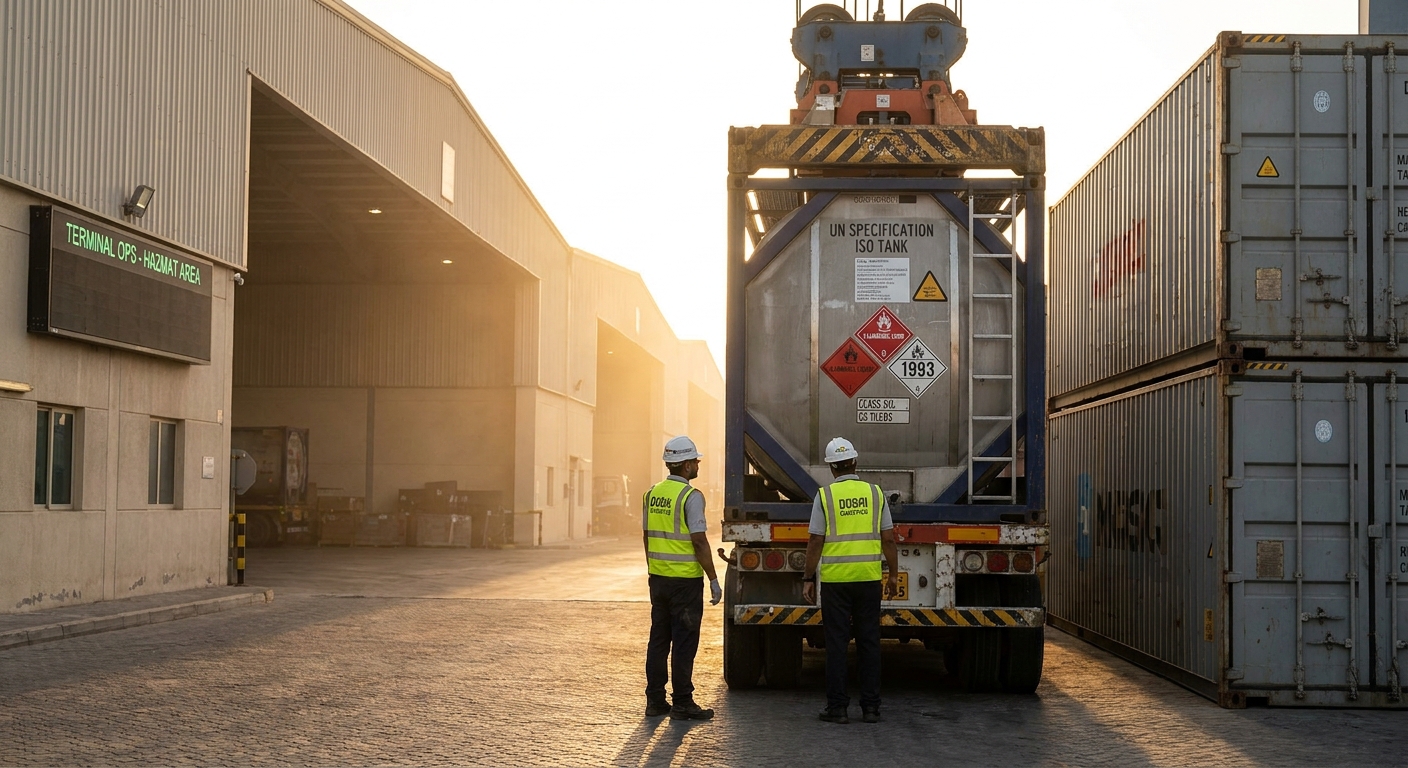 Operational documentary view of case study: switching a chemical importer from drums to iso tanks in UAE logistics corridor