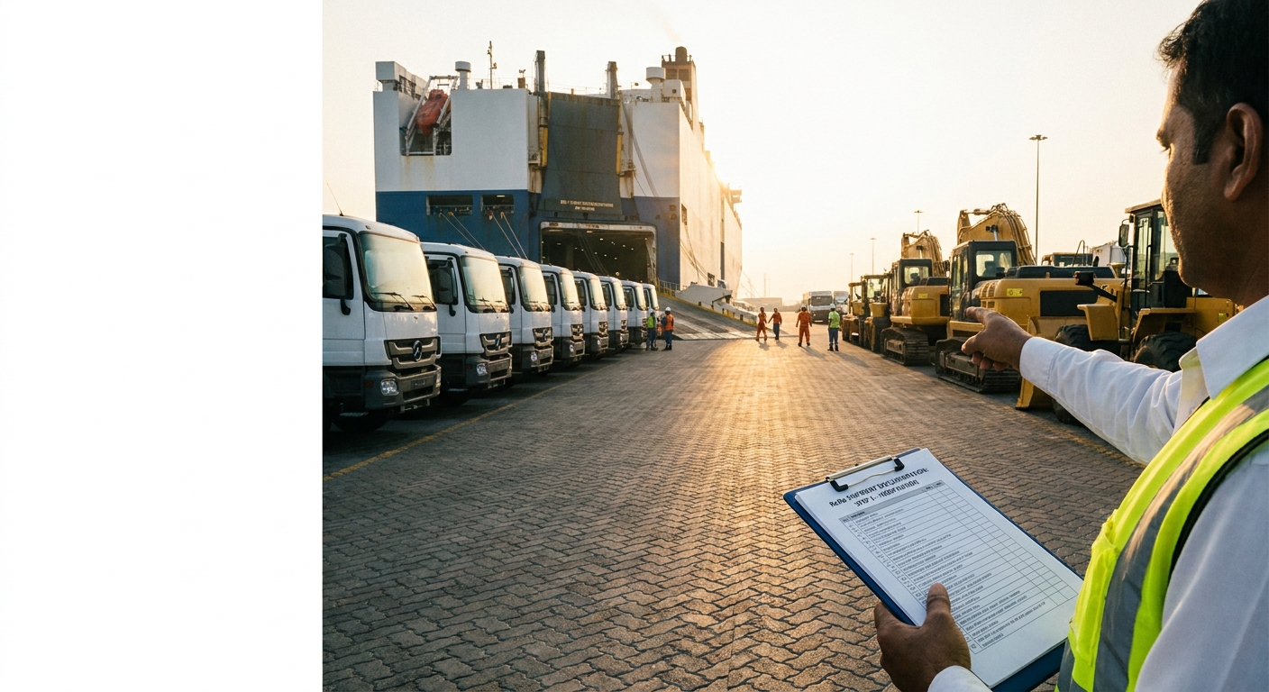 Operational documentary view of how to prepare roro shipment documentation step by step in UAE logistics corridor