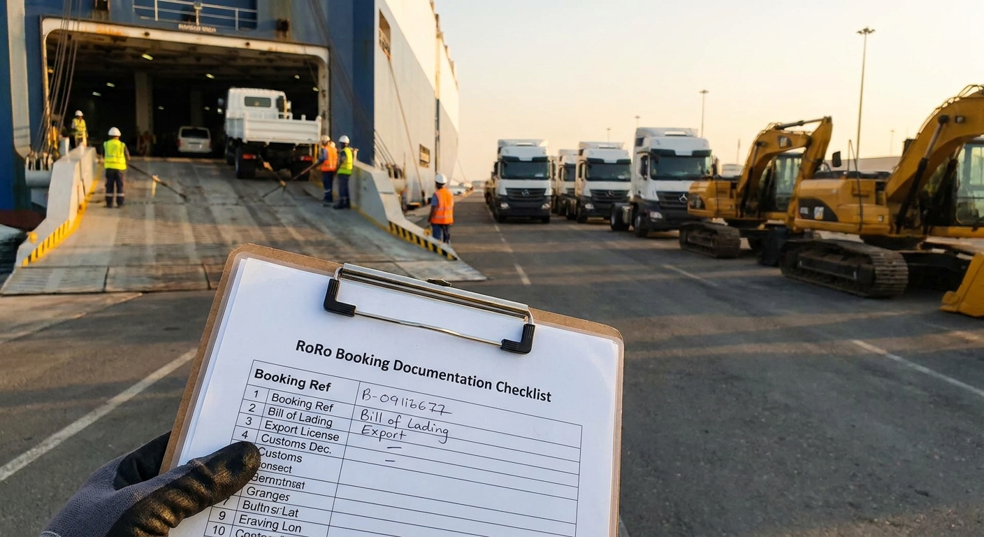 Operational documentary view of roro booking documentation checklist in UAE logistics corridor