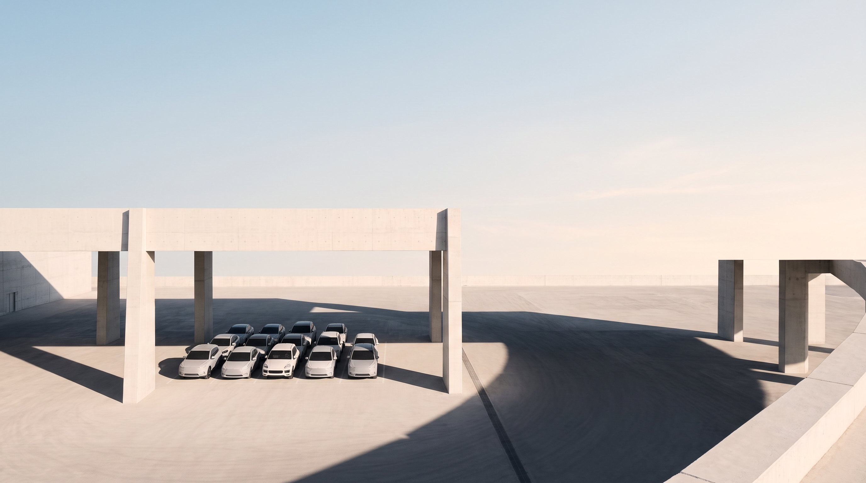 RoRo vehicle staging yard at ocean port