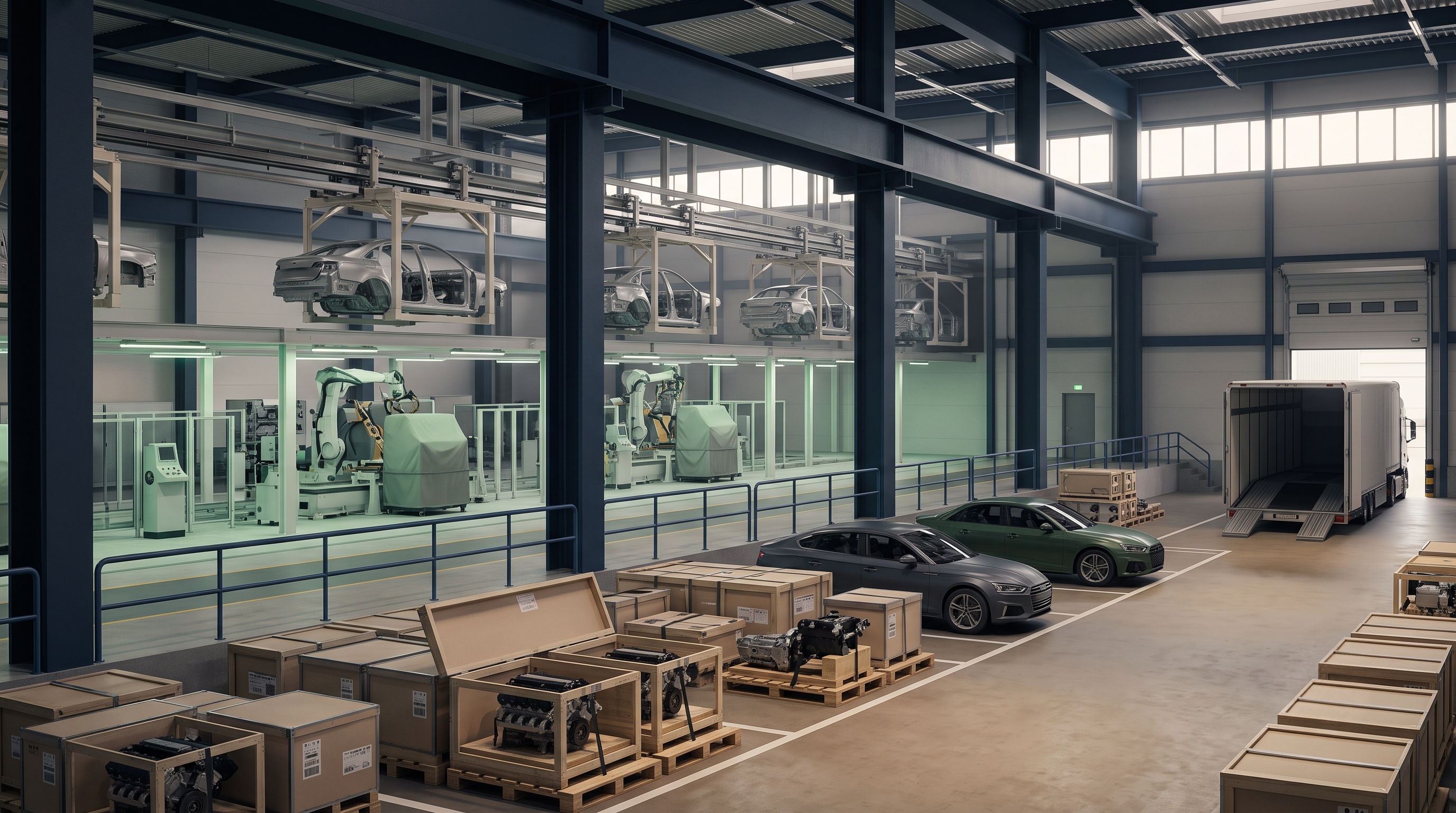Automotive manufacturing and vehicle containerization logistics